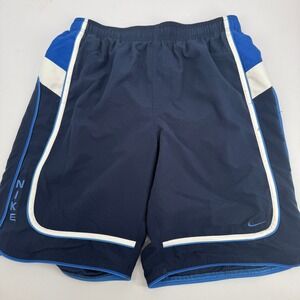 Nike Swim Shorts Mens L Navy Blue Colorblock Mesh Lined Board Trunks T8SS7222